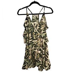 Tropical Mini Ruffle Green Dress Size S